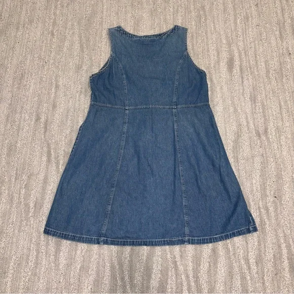 VTG Bugle Boy Snap Up Denim Mini Dress Sleeveless Scoop Neck 90’s Y2K Women’s 12 - Picture 4 of 7